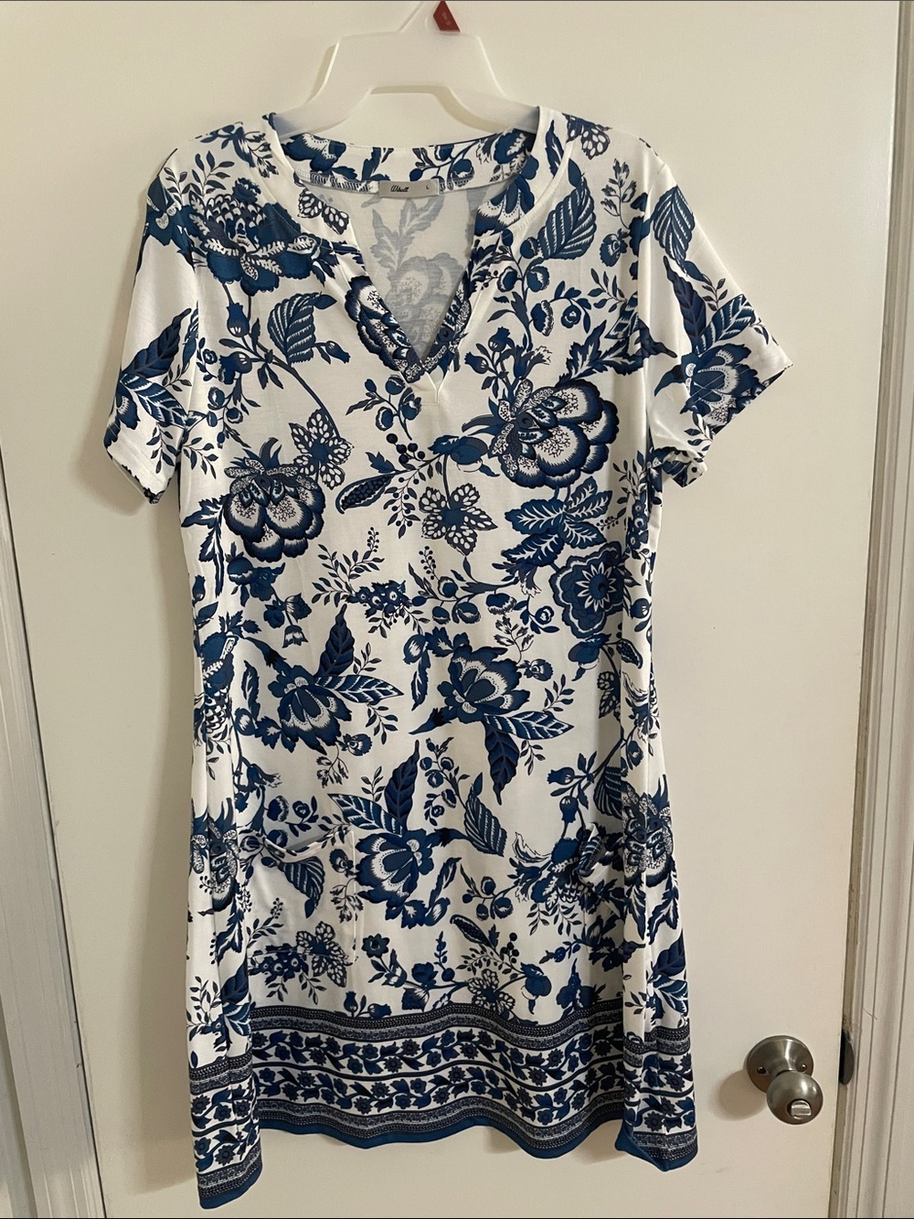 Blue Floral Mini Dress - Women's Short Sleeve